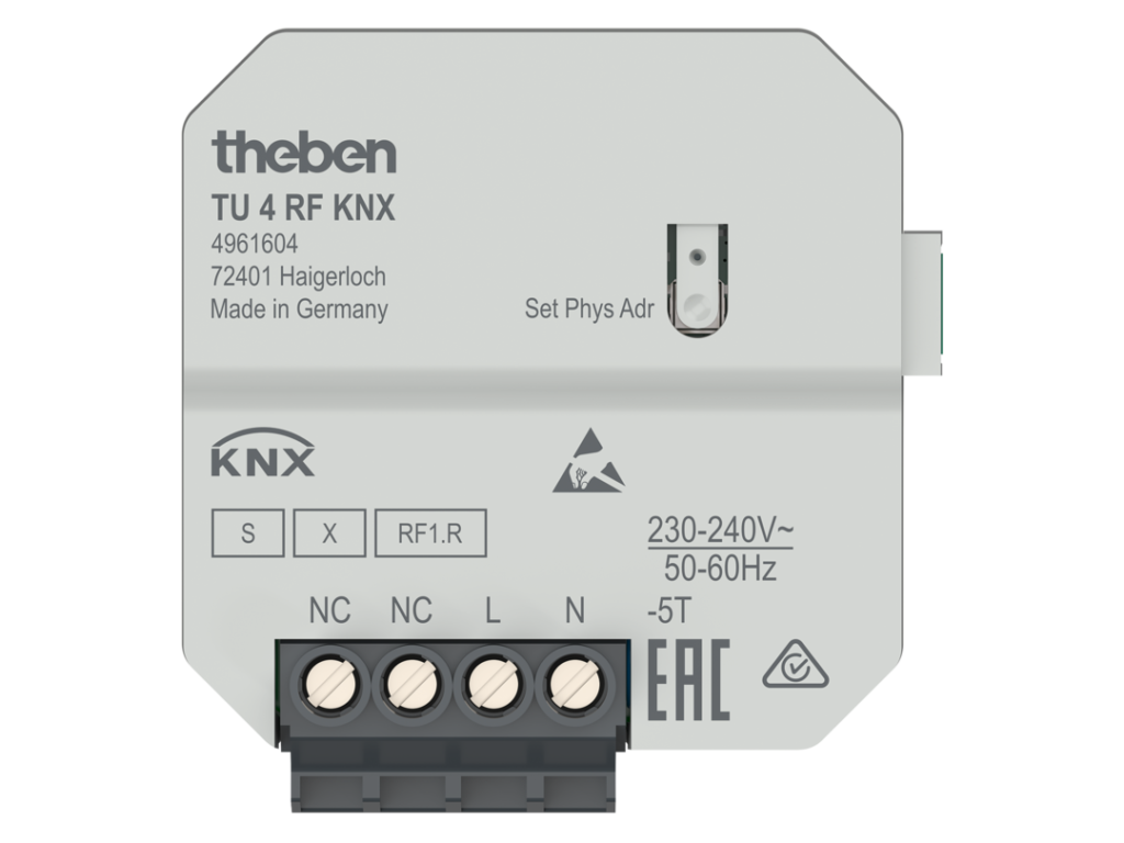 KNX RF+ pille TU4RF, 4-kanal m/temp. inngang #Utgått