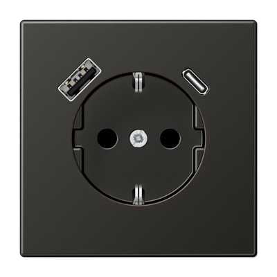 LS990 stikk. enkel USB C+A m/jord/b.vern