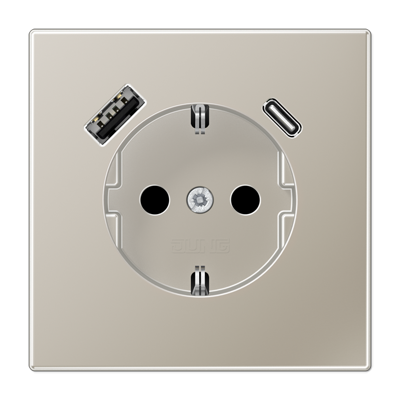 LS990 stikk. enkel USB C+A m/jord/b.vern
