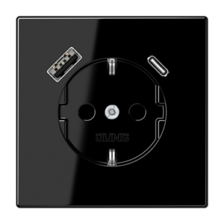 LS990 stikk. enkel USB C+A m/jord/b.vern - Bilde 3