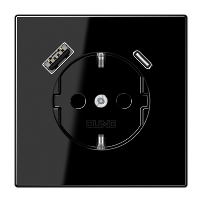 LS990 stikk. enkel USB C+A m/jord/b.vern
