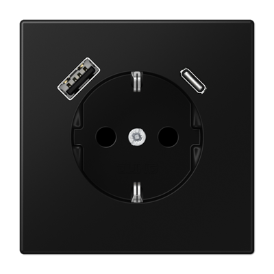 LS990 stikk. enkel USB C+A m/jord/b.vern