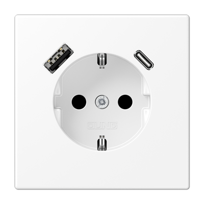 LS990 stikk. enkel USB C+A m/jord/b.vern
