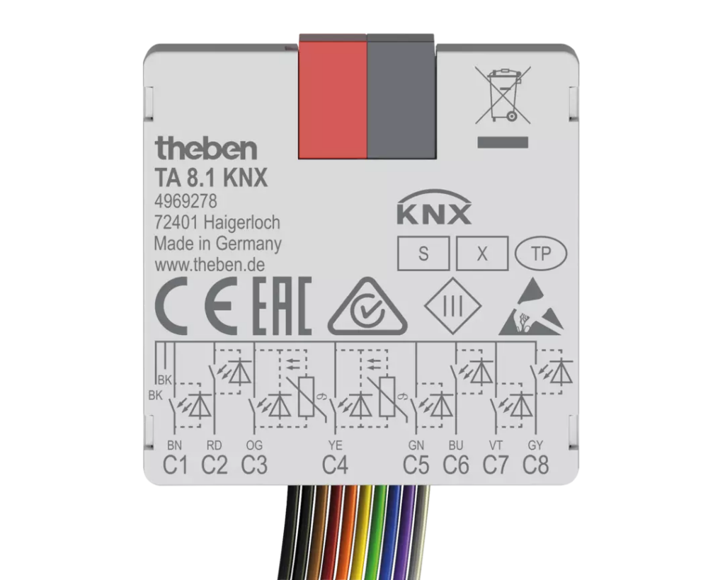 KNX pille TA8.1, 8-kanal inn/ut, m/temp. inng.